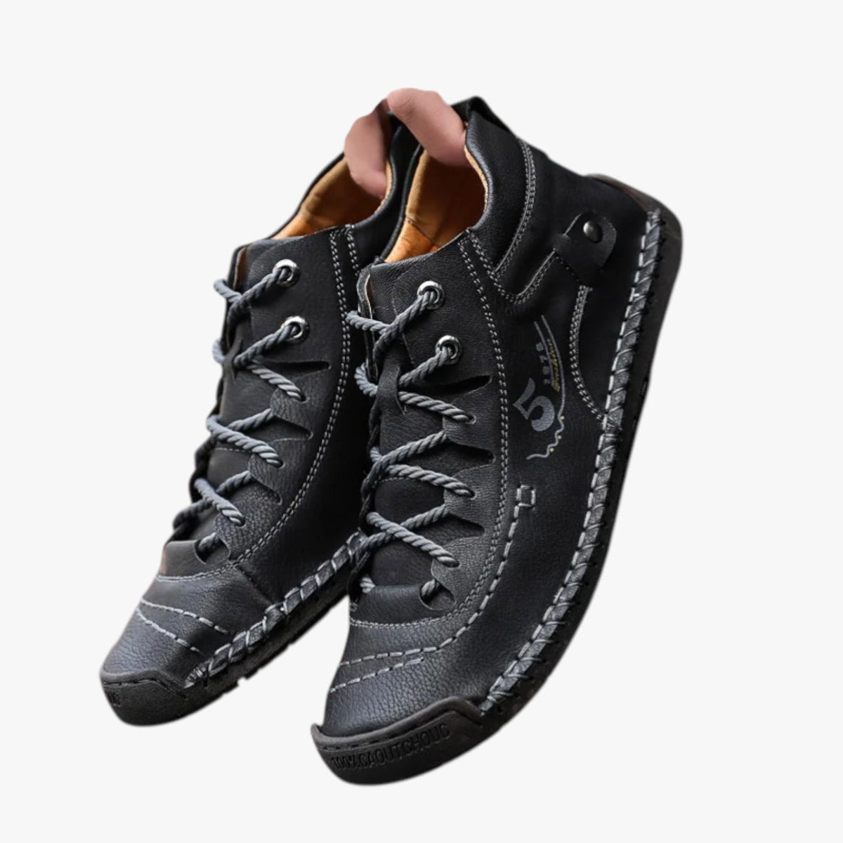 Hand-Stitched Faux Leather Loafers with Flexible Sole