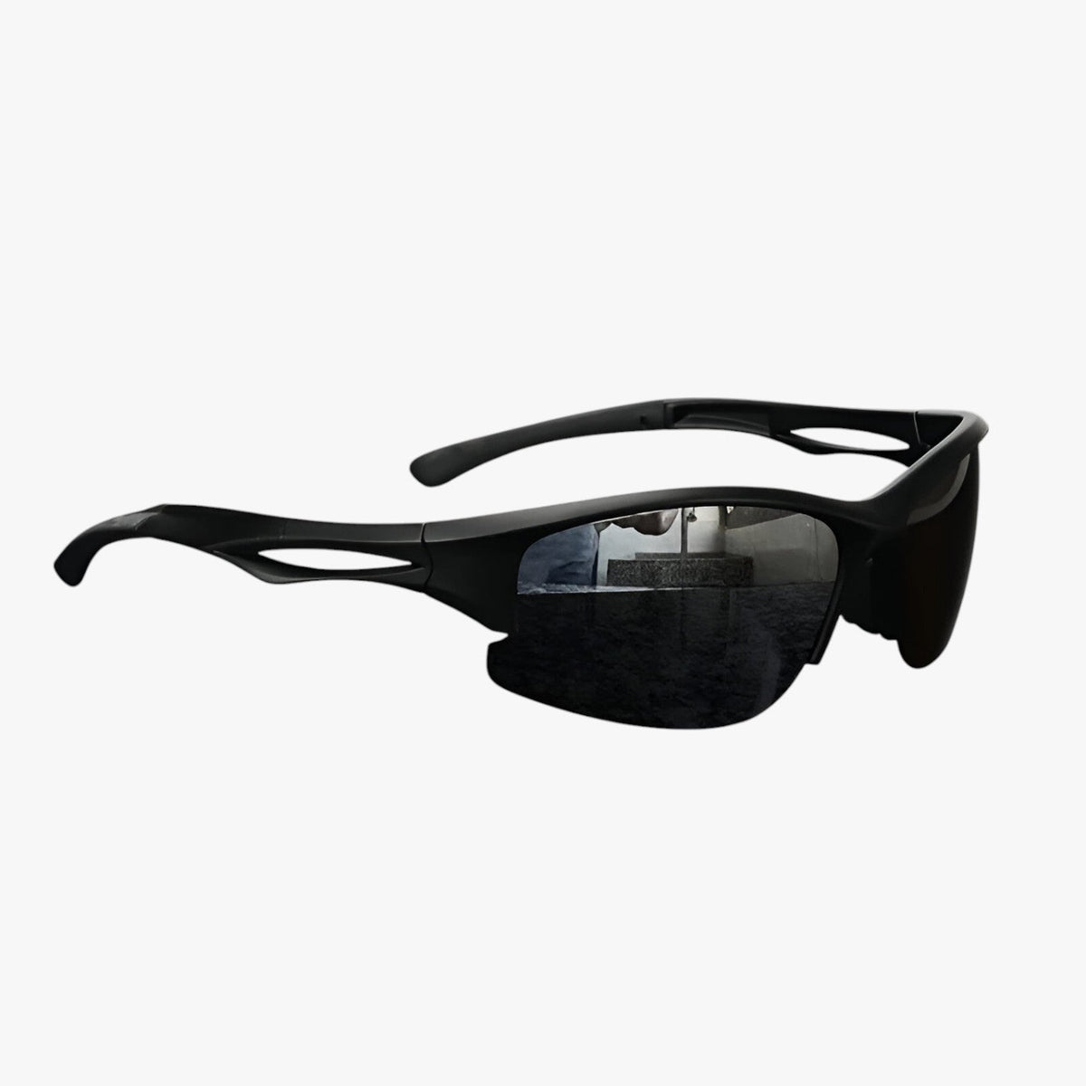 Polarised half-frame sport sunglasses with a unisex fit