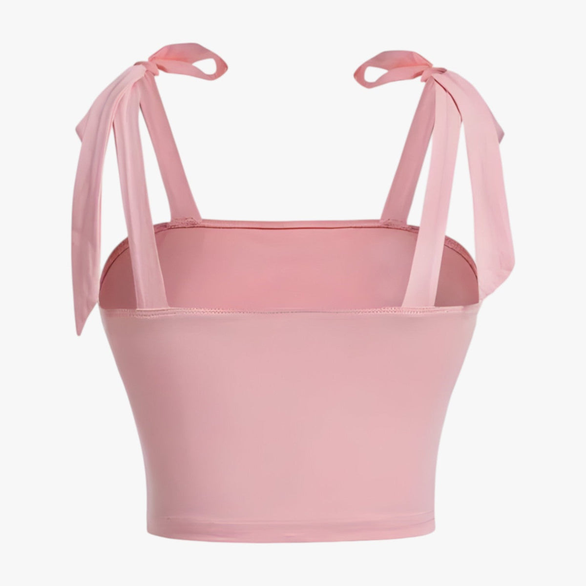 Ruched Backless Cami Crop Top with Shoulder Bow