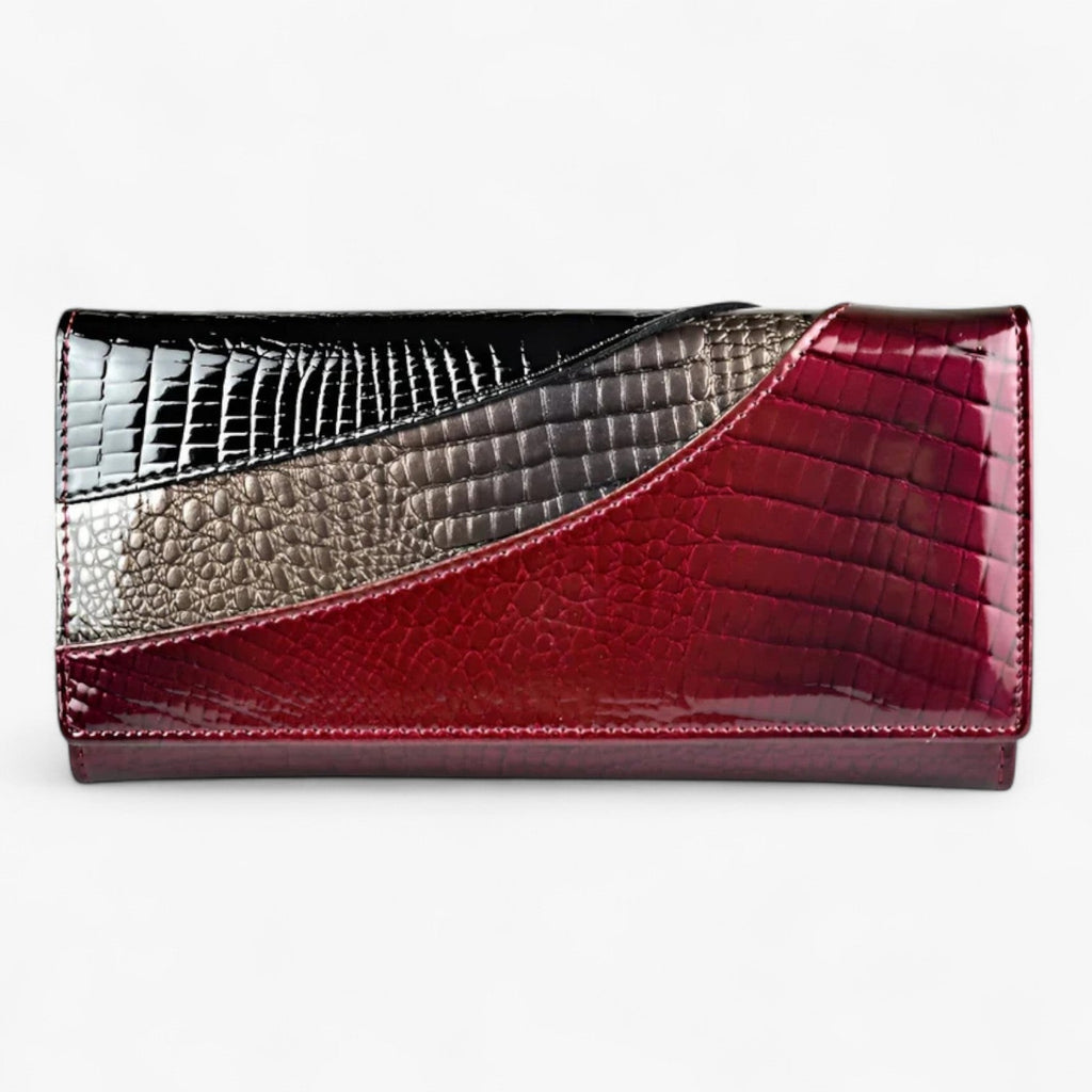 Cartera de piel sintética con estampado grabado efecto cocodrilo