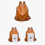Soft Faux Leather Backpack with Anti-Theft Back Zip Pockets