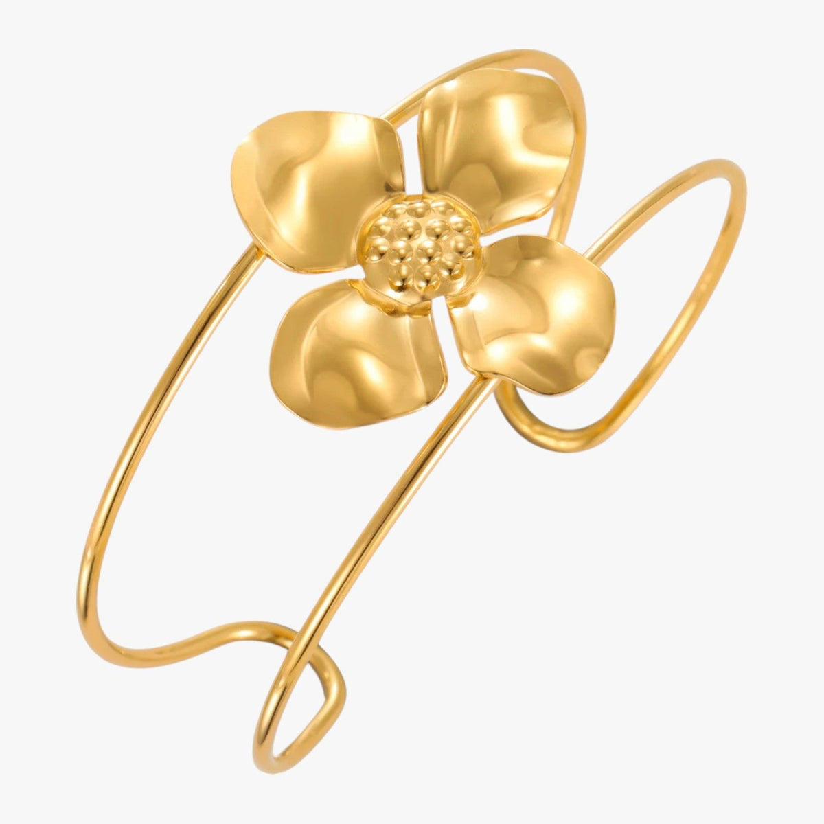 Flower Bracelet in Gold or Silver Tone, Water-Resistant and Adjustable