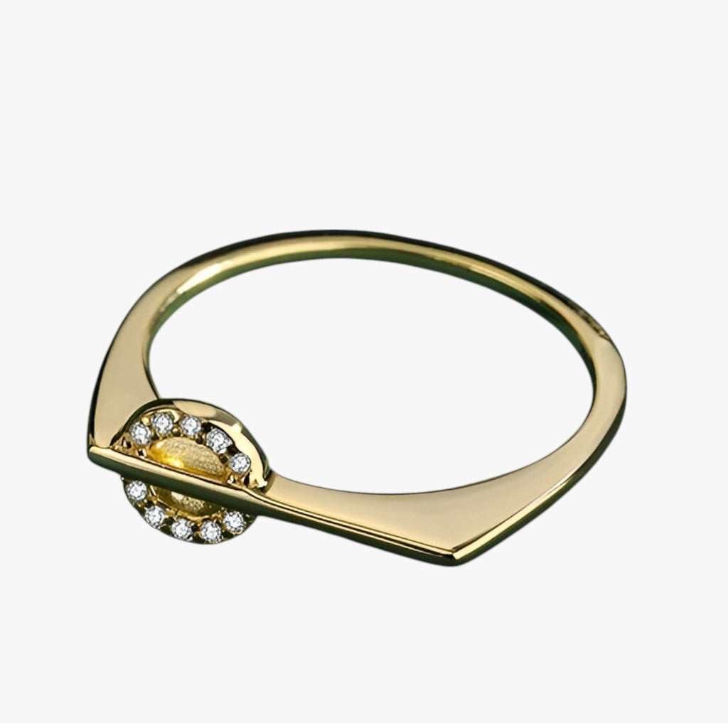 Juego de anillos a juego en tono plata y dorado con detalle de piedra