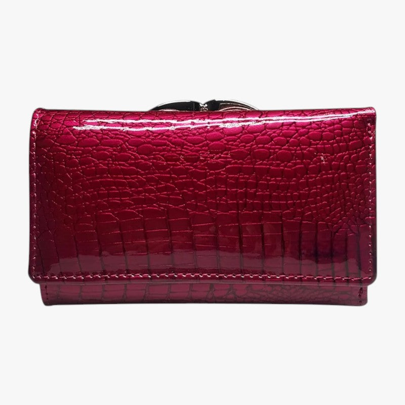 Cartera clutch de piel sintética con estampado de serpiente y correa de mano