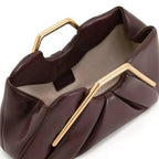 Origami-Inspired Faux Leather Clutch with a Gold-Tone Handle