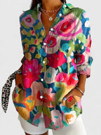 Colourful Print Blouse with Relaxed Fit