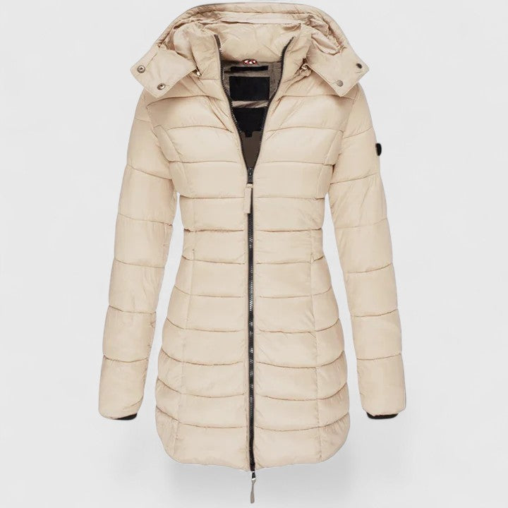 Slim fit-parkas med huva och praktiska detaljer