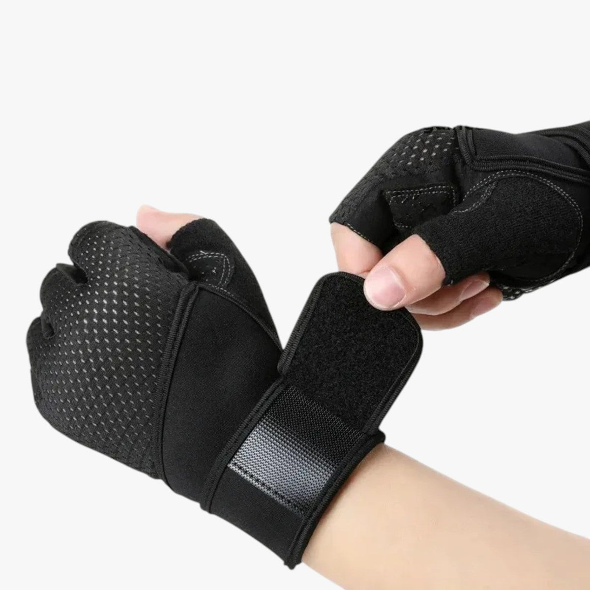 Half-Finger Fitness Gloves with Wrist Support Strap