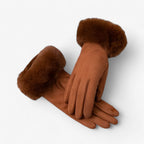 Guantes táctiles de aspecto ante con forro de terciopelo