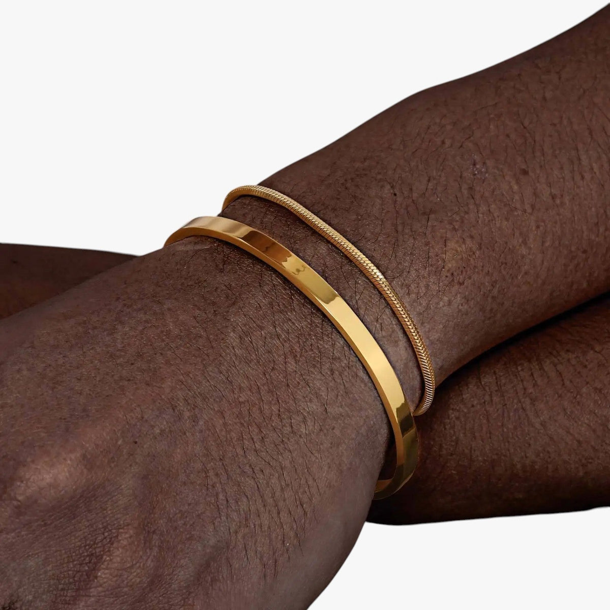Men's Stainless Steel Bracelet Set with Black Detailing