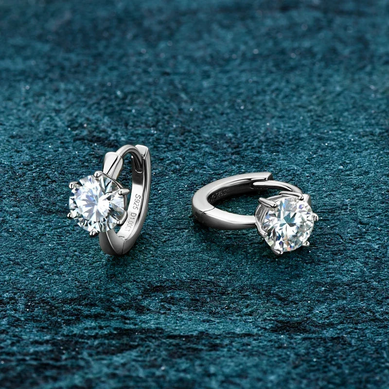 Six-Claw Zirconia Stud Earrings with Classic Setting