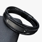 Personalised Braided Faux Leather Bracelet with Engraved Initial