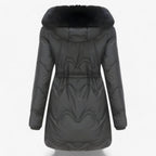 Hooded Padded Down Jacket with Thick Faux Fur Trim