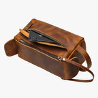 Faux Leather Toiletry Bag with Water-Resistant Interior