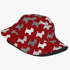 Gorro de pescador de algodón de ala ancha con estampado de lunares