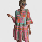 Tiered Boho Swing Dress with Flowing Cut
