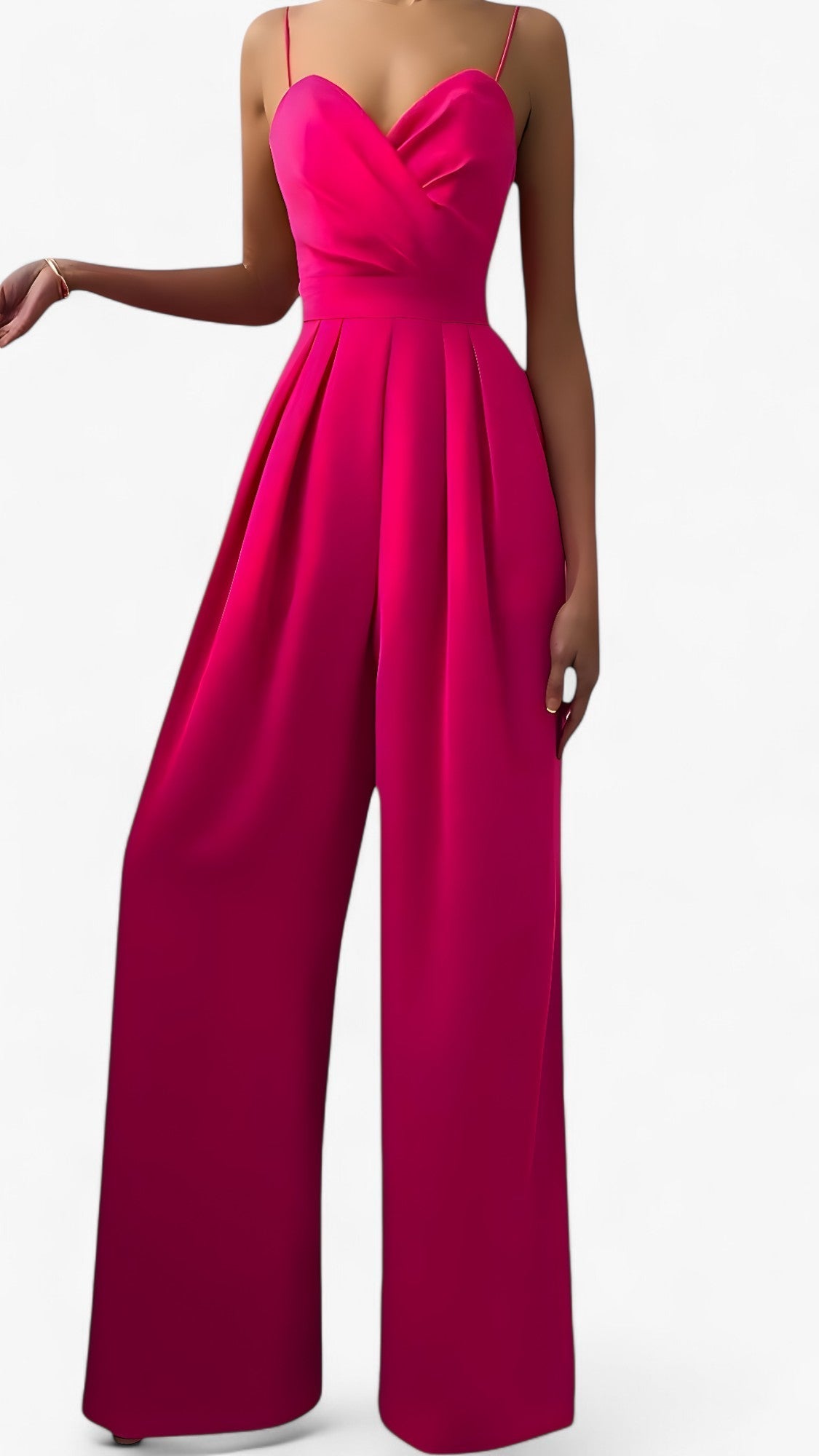 Palazzo Jumpsuit with Sweetheart Neckline and Thin Straps