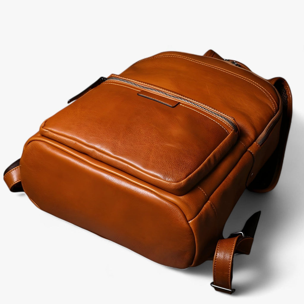 Premium Faux Leather Backpack with 16-Inch Laptop Compartment