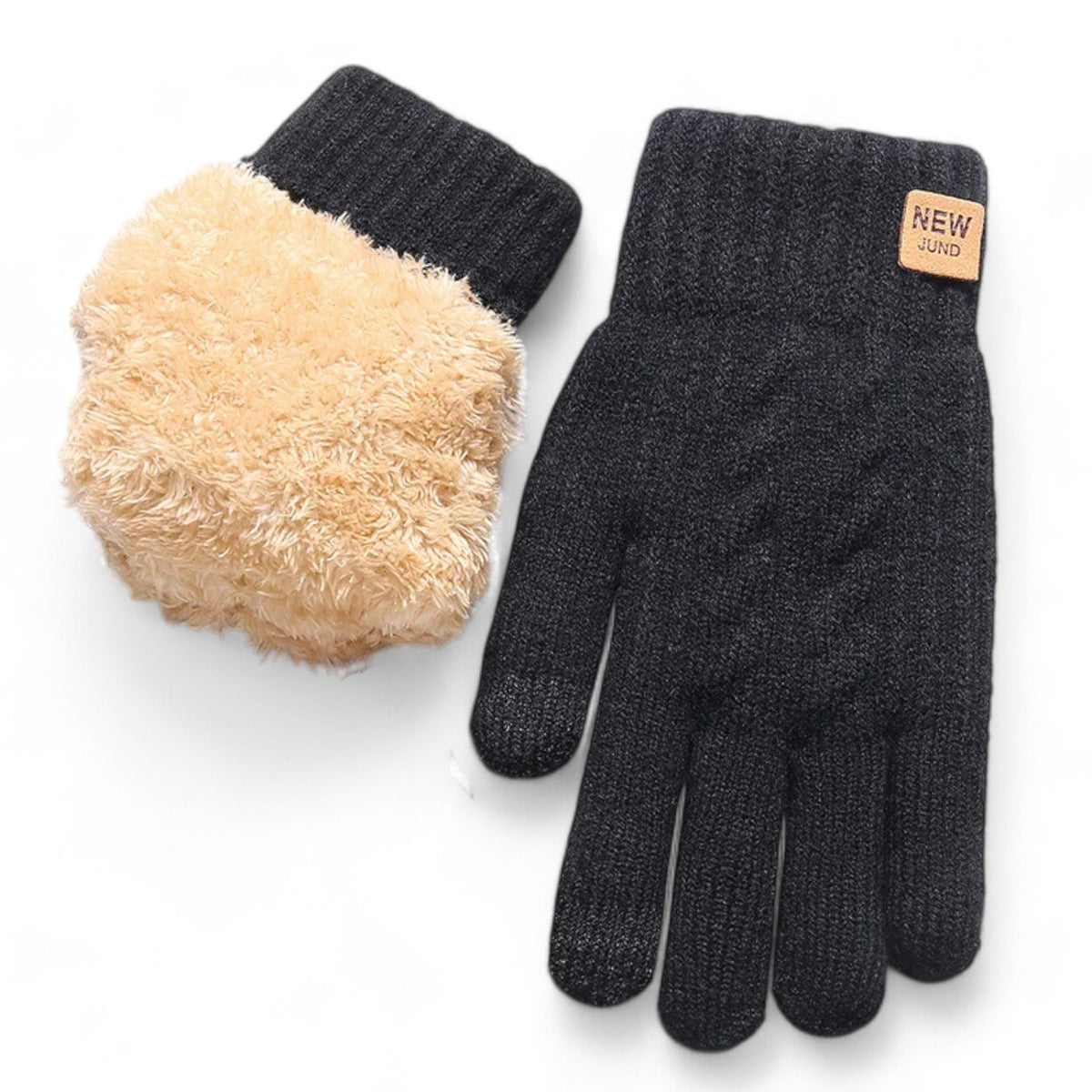 Touchscreen-Compatible Fleece-Lined Knit Gloves for Winter