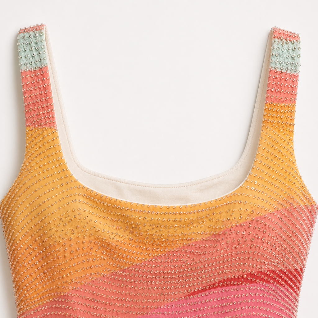 Colour-Pop Square-Neck Mini Dress for Everyday Wear
