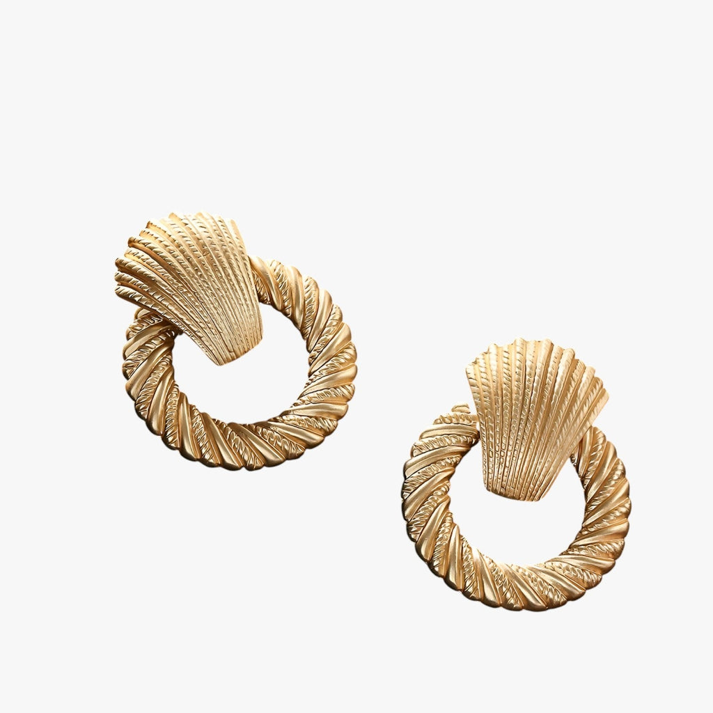Clip-On Drop Earrings with Hanging Pendant Design