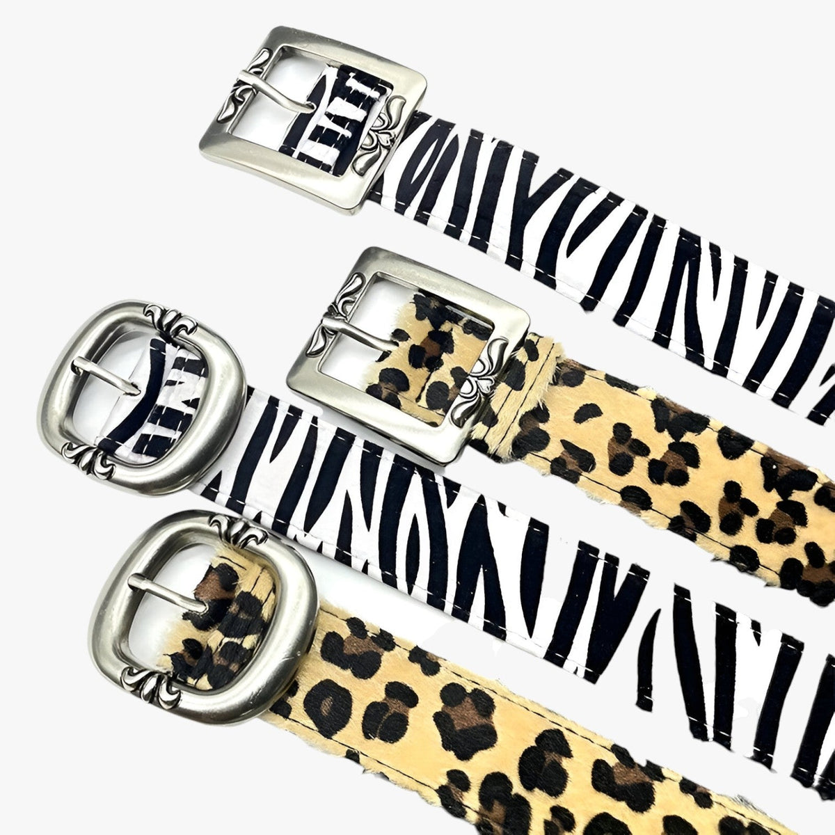 Leopard Print Belt with Punk-Style Buckle for Evening Looks
