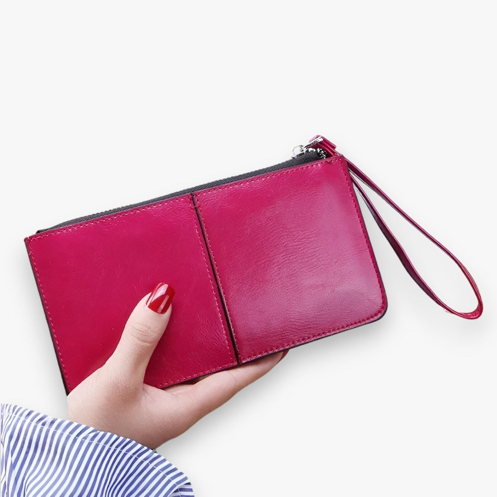 Vintage-Style PU Leather Wallet with Wrist Strap