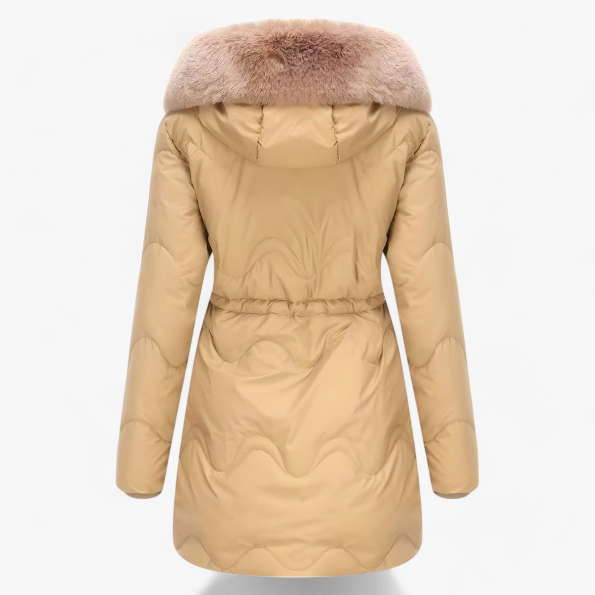 Hooded Padded Down Jacket with Thick Faux Fur Trim