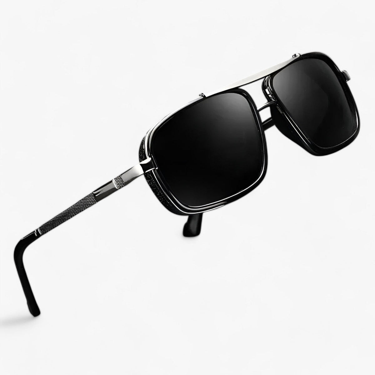 Square-Frame Pilot Sunglasses with a Double Bridge