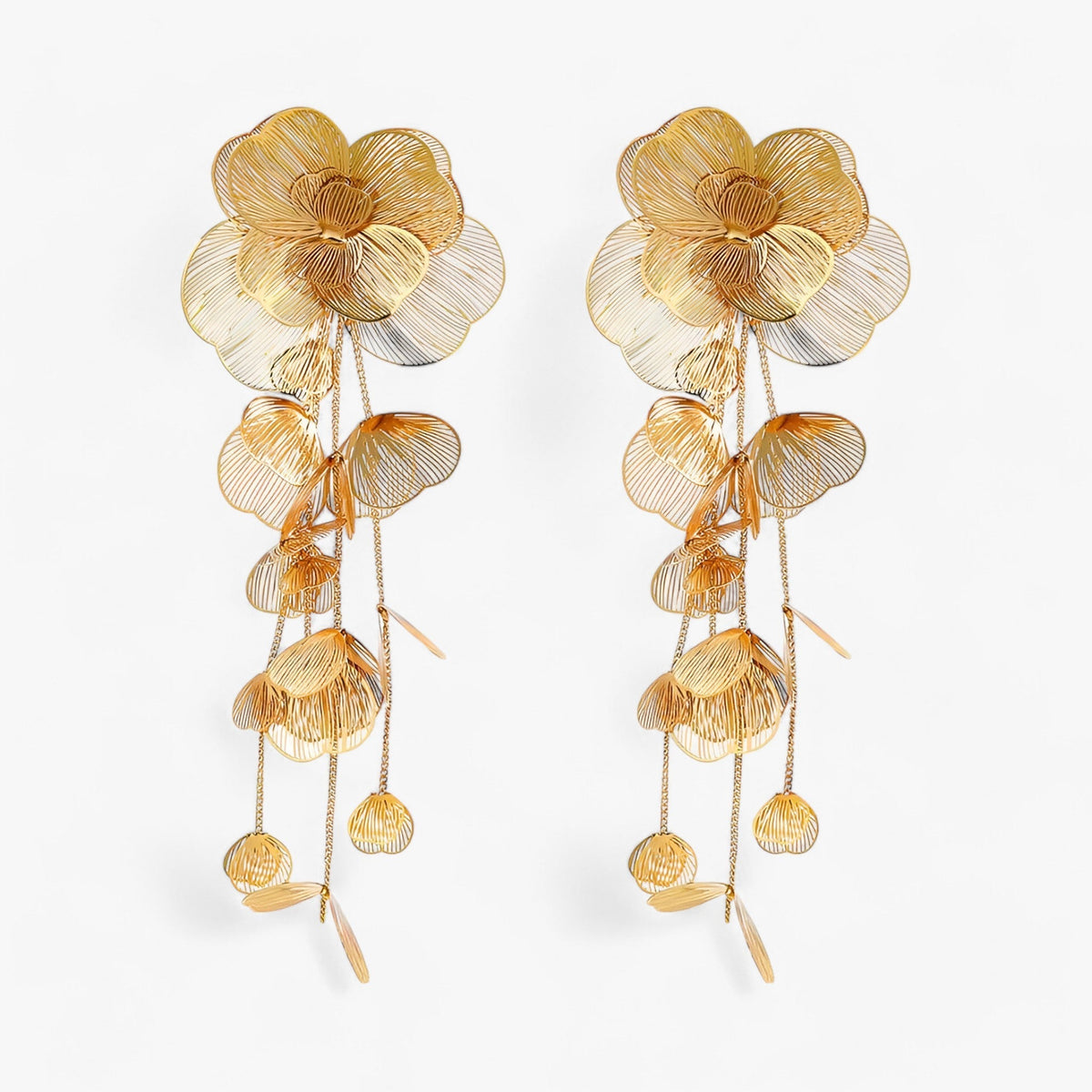Vintage Flower Fringe Earrings with Tassel Detail