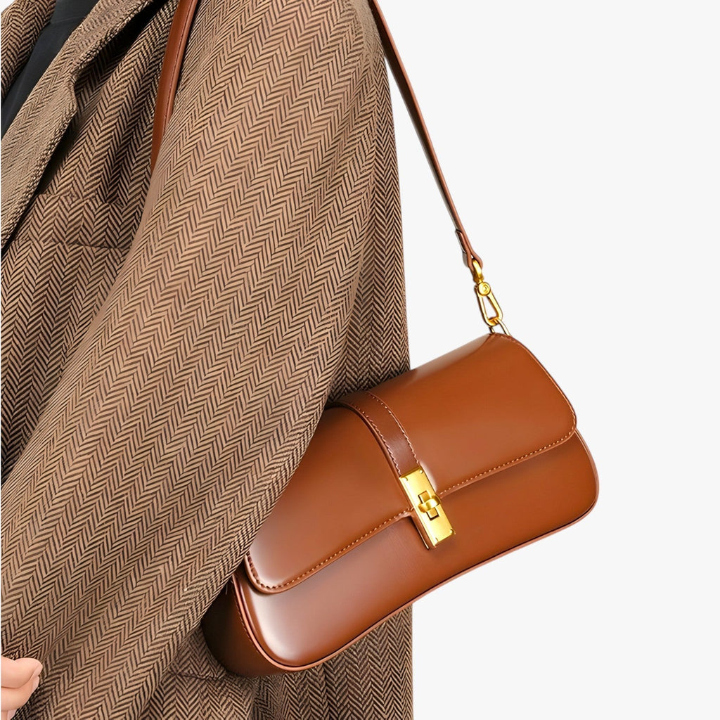 Faux Leather Baguette Bag with Adjustable Strap