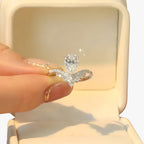 Ring with Pear-Shaped Stone, Gold-Tone Finish
