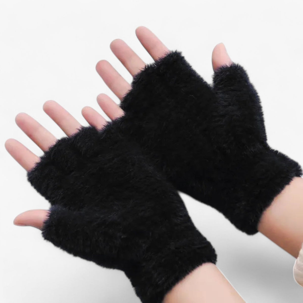 Half-Finger Faux Fur Gloves with Touchscreen Tips