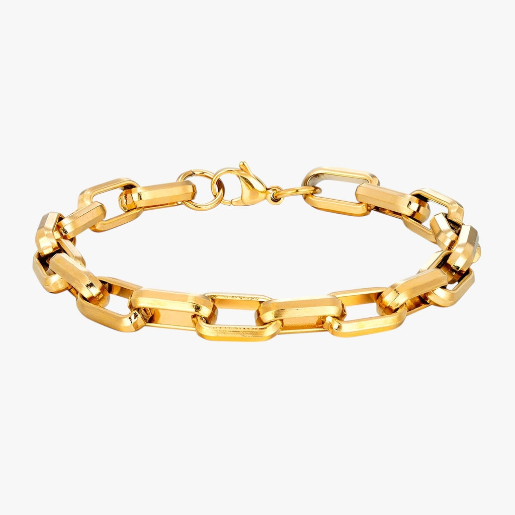 Pulsera de hombre de eslabones de acero inoxidable en negro y dorado