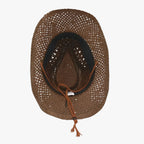 Vintage Western-Style Foldable Straw Sun Hat with Ethnic Trim
