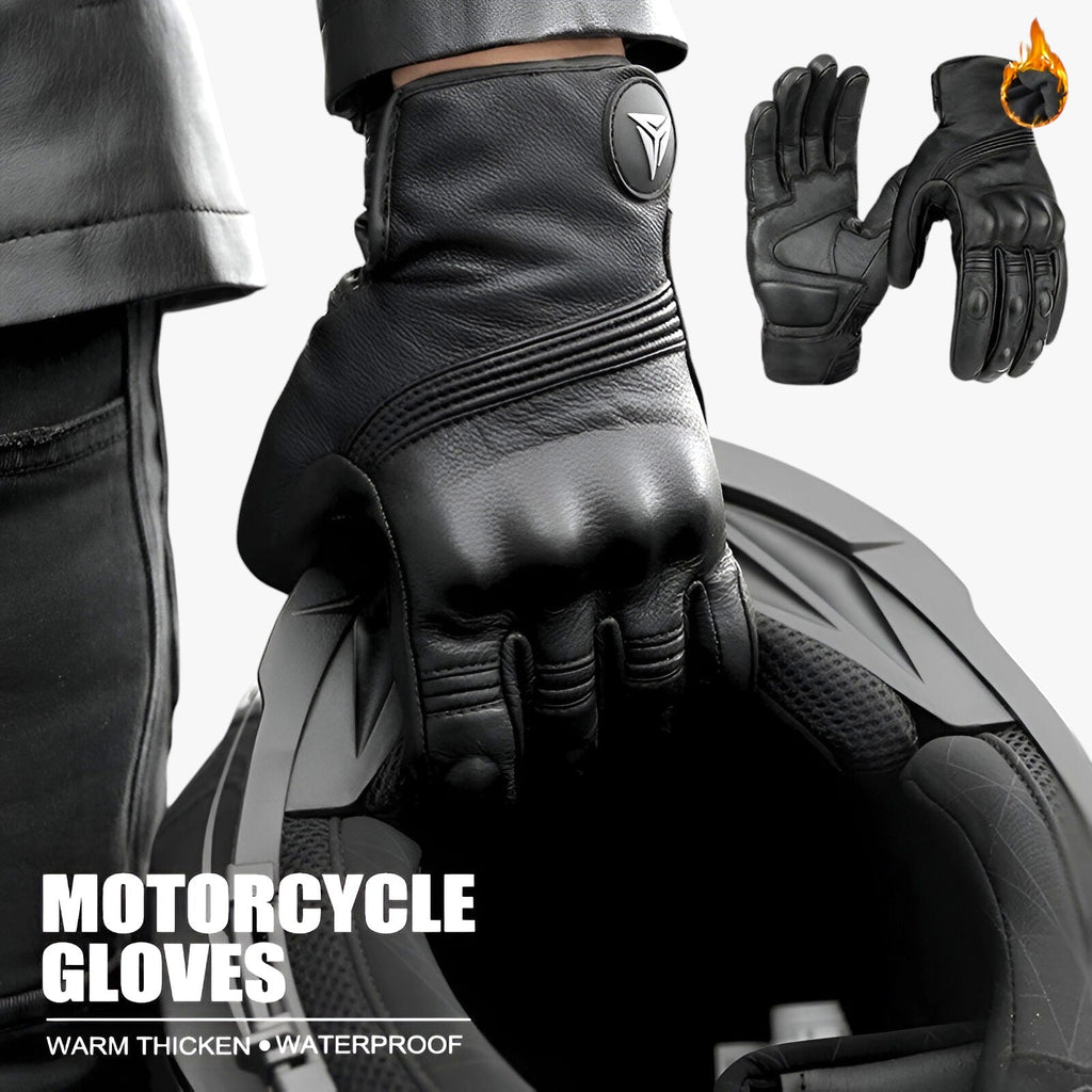 Guantes de moto de piel sintética resistentes al agua y cortavientos