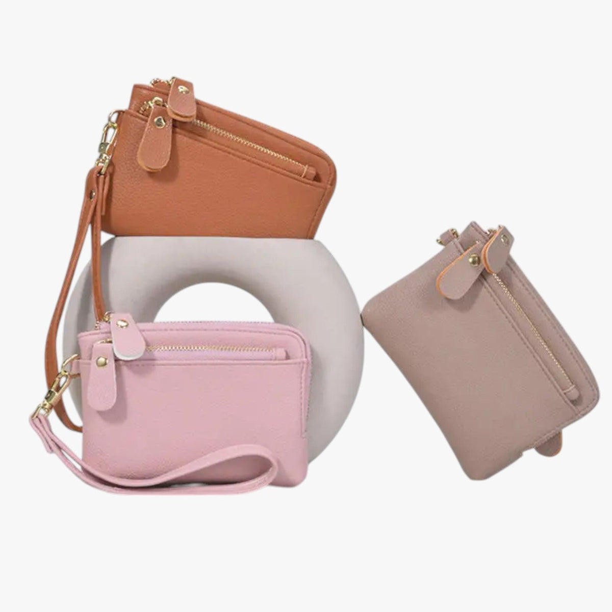 Compact Wallet with Keyring and Zip Coin Pocket