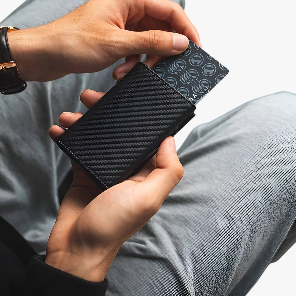 Cartera de piel sintética de dos cuerpos con bloqueo RFID y monedero