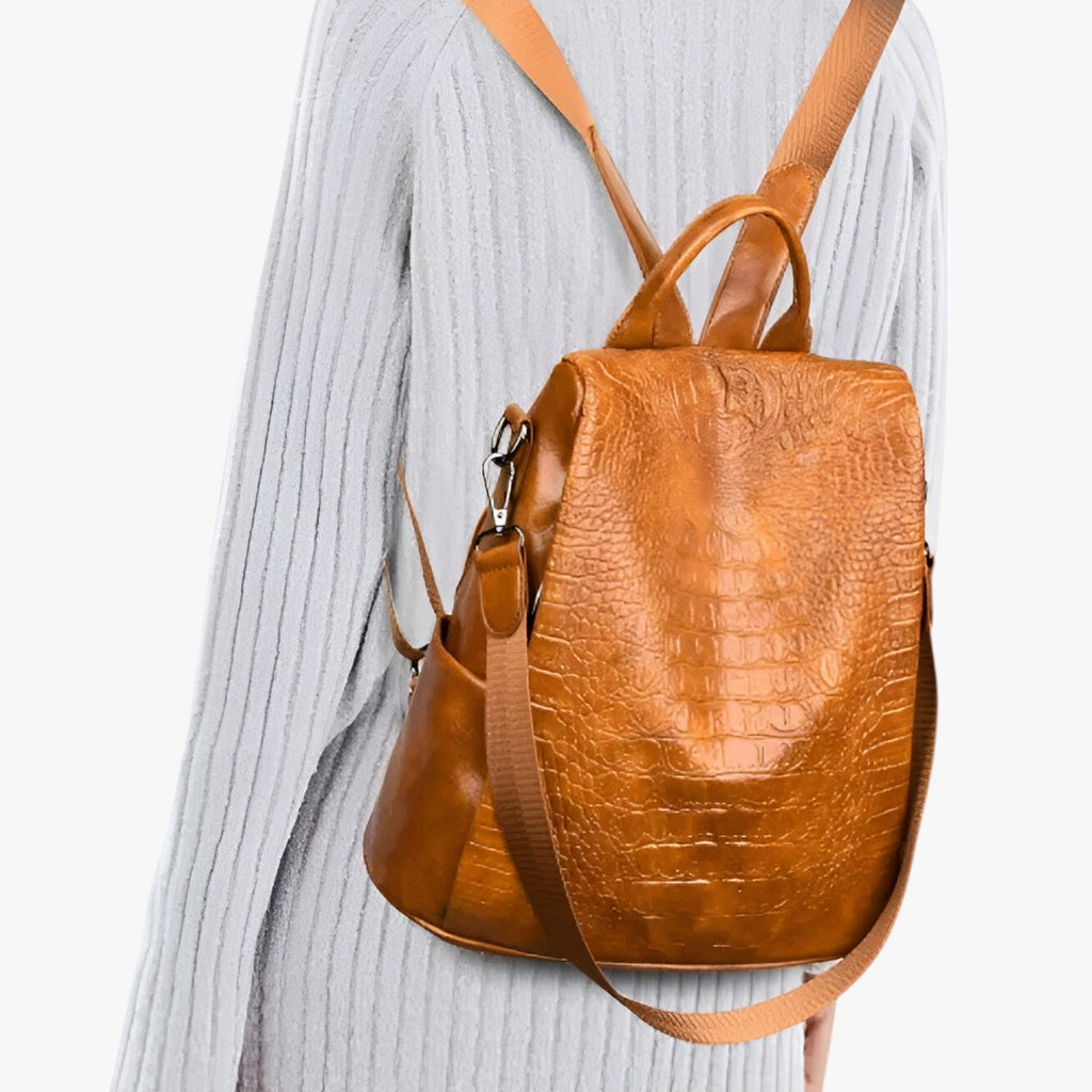Soft Faux Leather Backpack with Anti-Theft Back Zip Pockets