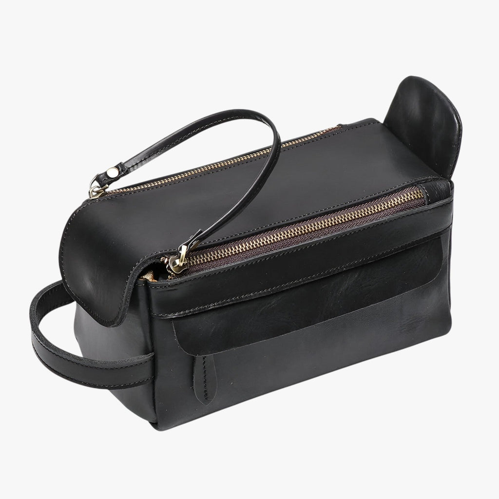 Faux Leather Toiletry Bag with Water-Resistant Interior