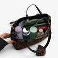 Leopard Print Tote Bag with Gold-Tone Clasp Detail