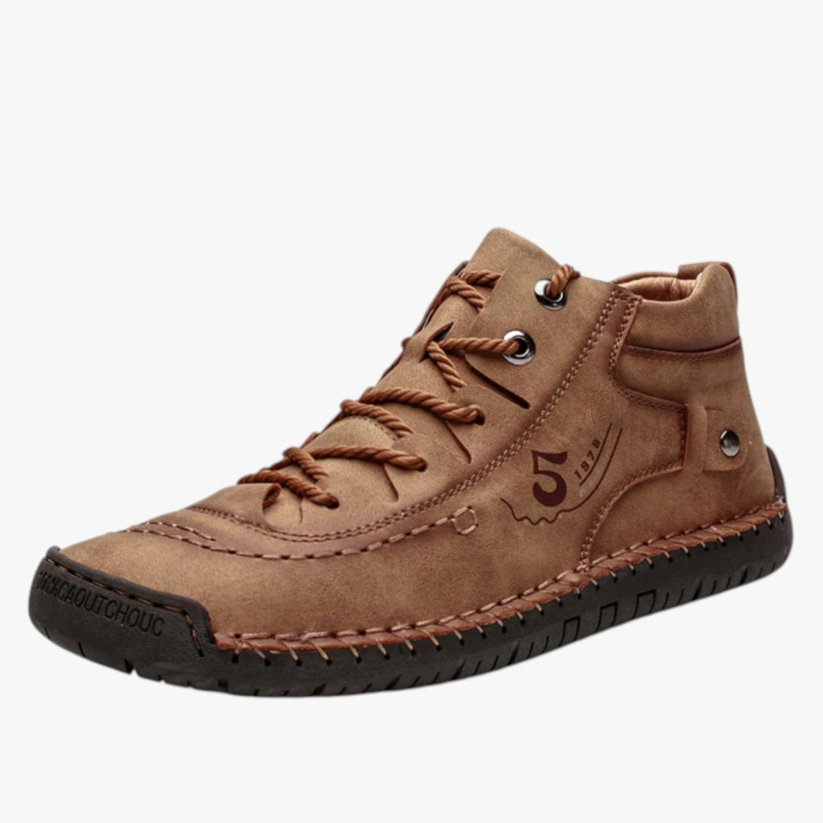 Hand-Stitched Faux Leather Loafers with Flexible Sole