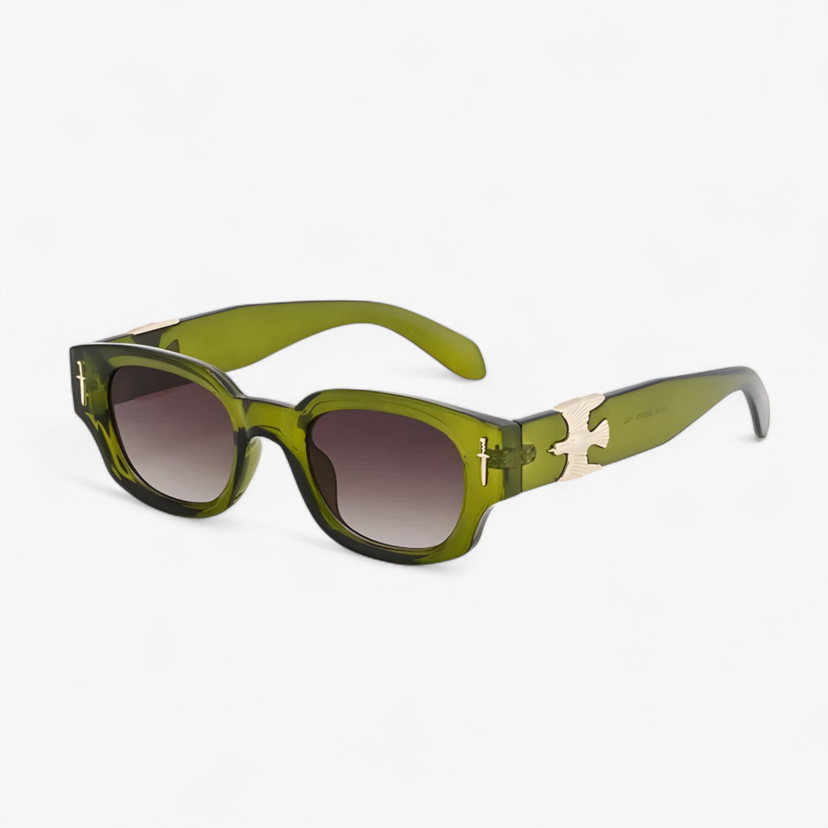 Vintage Rectangular Sunglasses with Eagle Temple Detail