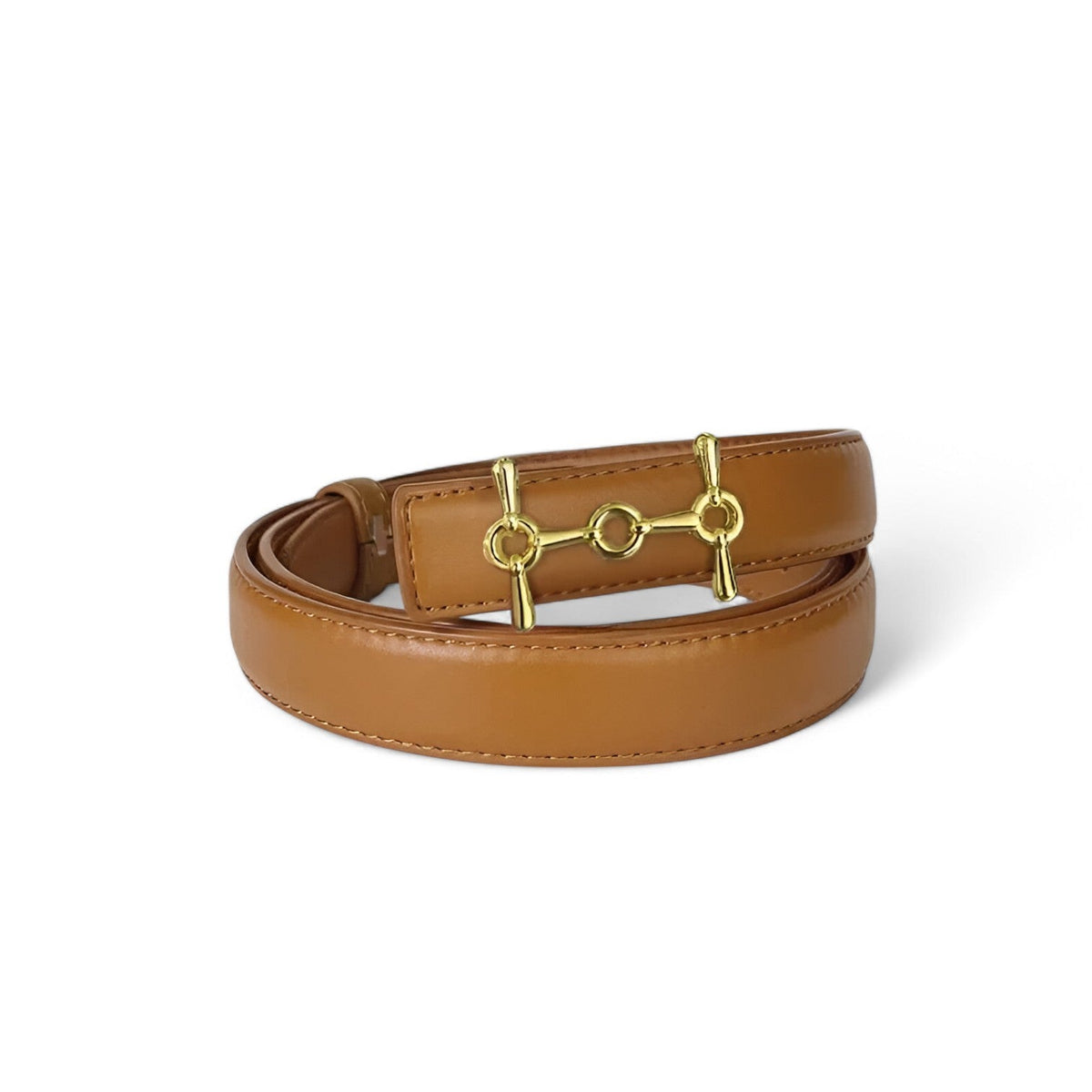 Soft Faux Leather Belt with Adjustable Buckle and Timeless Design