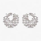 Silver-Tone Pearl Earrings with Zirconia Detail