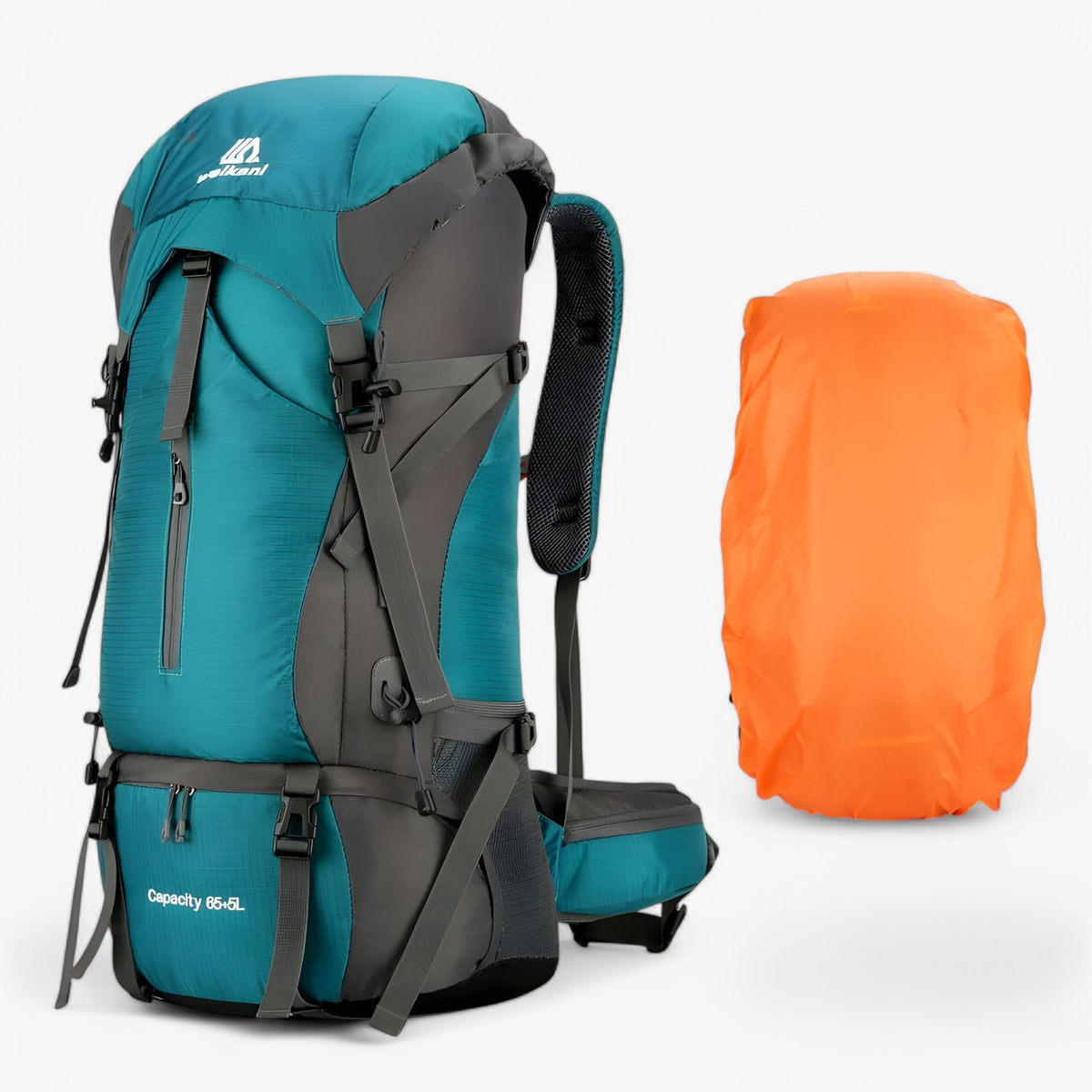 70L Nylon Hiking and Camping Backpack with Rain Cover