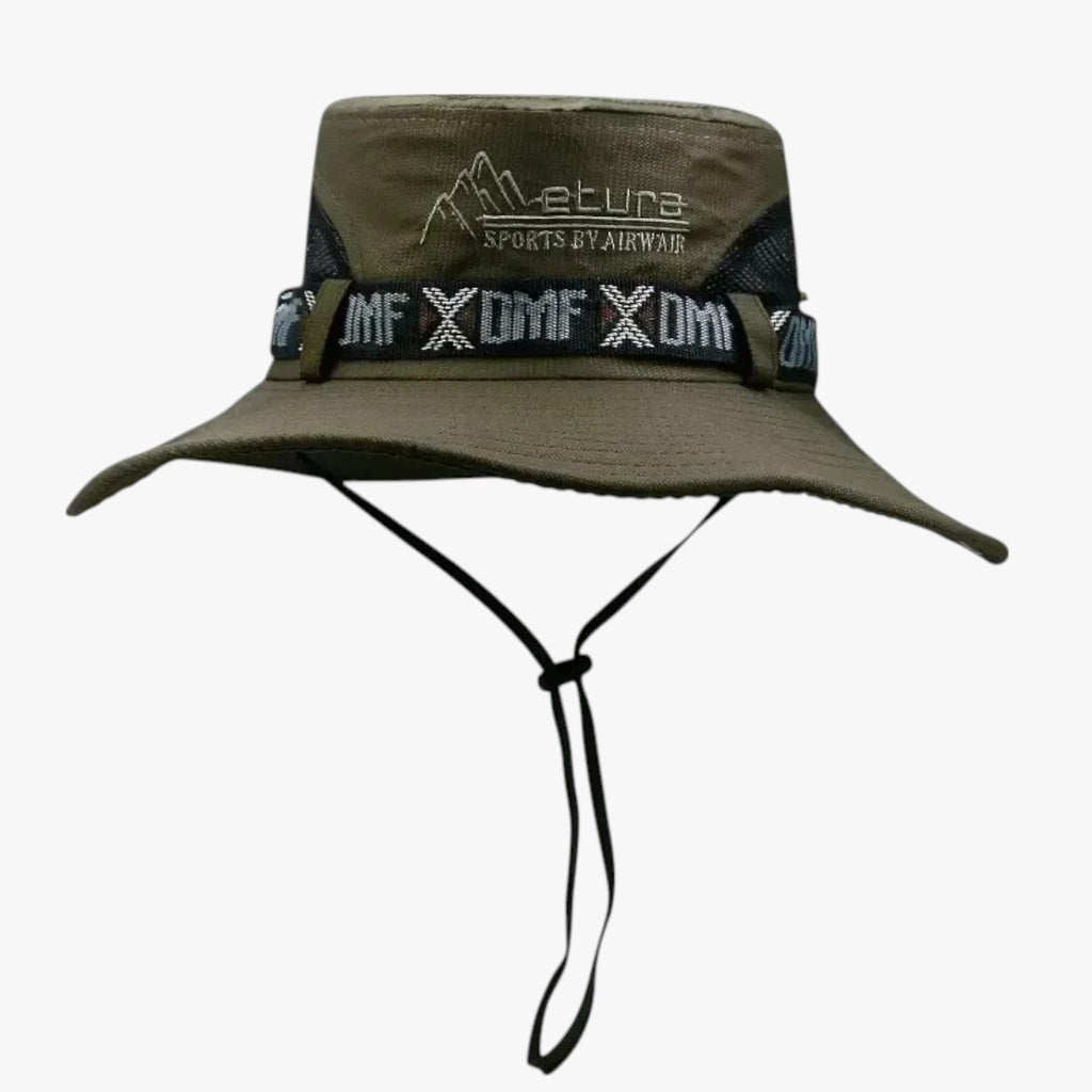 Sombrero de sol de ala ancha para hombre con paneles de malla transpirable