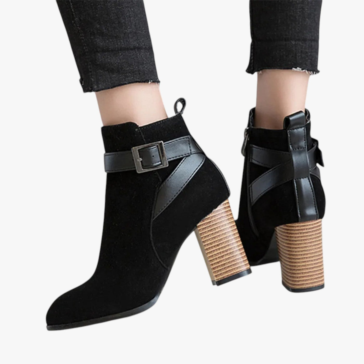 Botas altas con hebilla y cremallera lateral para otoño e invierno