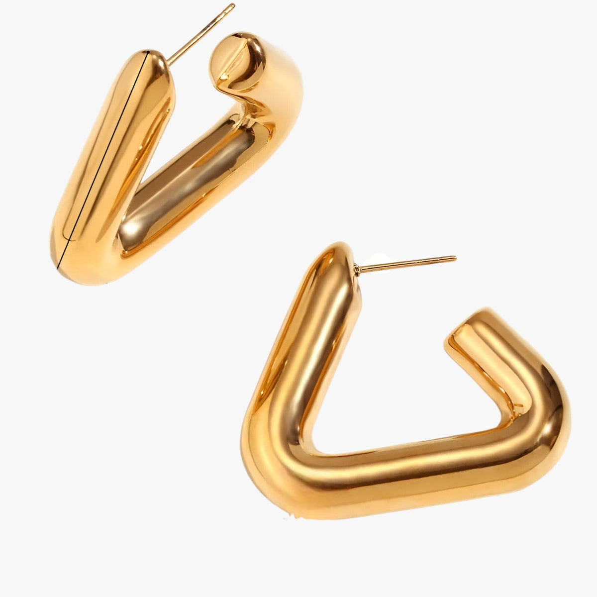 Gold-Tone Triangle Earrings in Stainless Steel