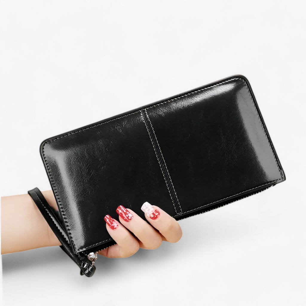 Vintage-Style PU Leather Wallet with Wrist Strap